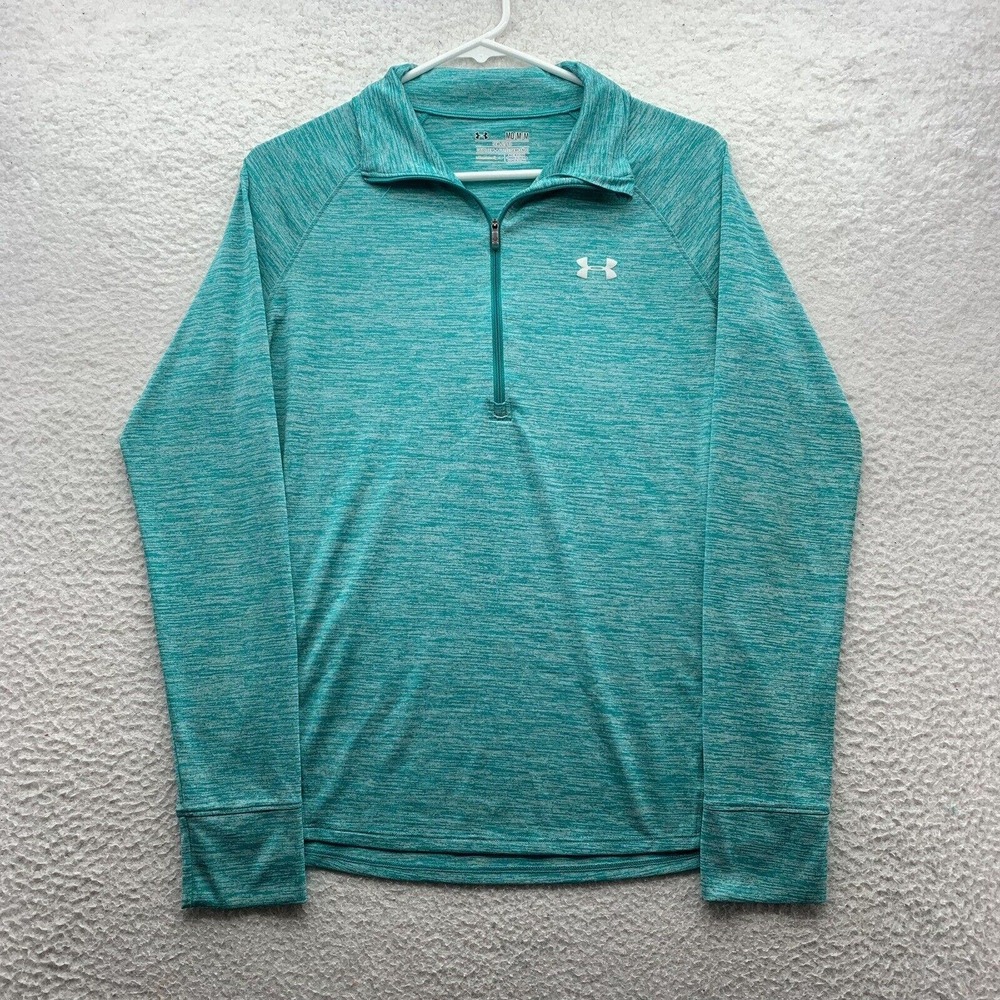 Under Armour Jacket Womens Medium M Semi Fit All Season Thin‎ Heather Aqua Green